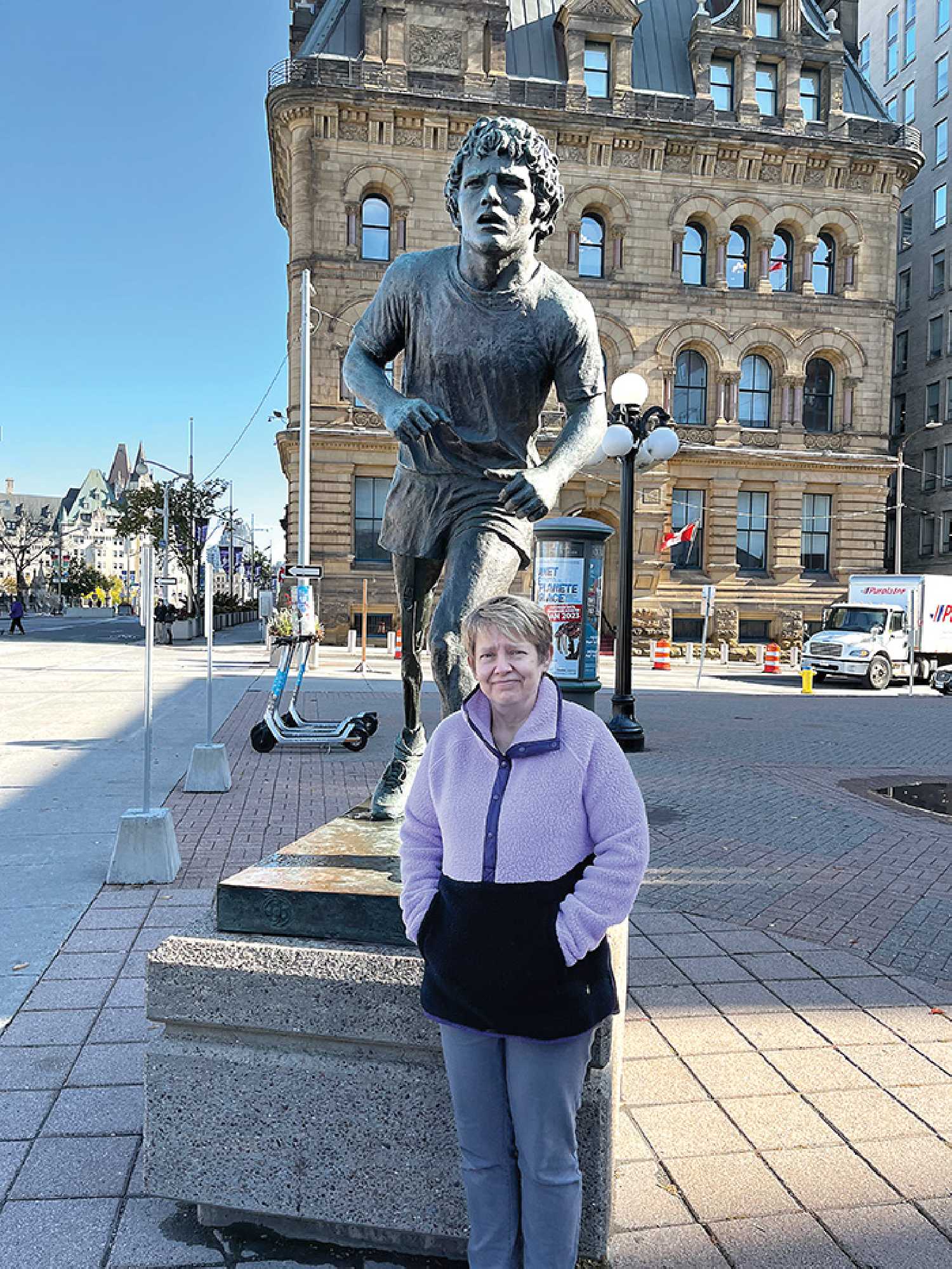 Traci Burke made a trip to see an international pulmonologist (a physician who specializes in the respiratory system) last month in Ottawa.  Burke captured a picture in front of the Terry Fox memorial during her visit. 